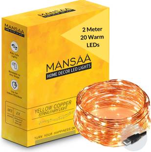 MANSAA 20 LEDs 2.01 m Yellow Steady String Rice Lights