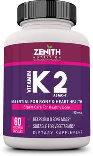 Zenith Nutrition Vitamin K2 as MK-7 - 60 Veg capsules | Bone & Heart Health | Lab Tested
