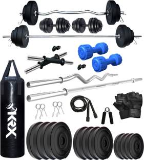 KRX 40 kg PVC 40 KG COMBO 2 WB with Unfilled Punching Bag & PVC Dumbbells Home Gym Combo