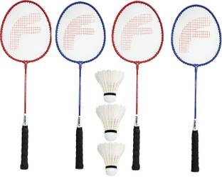 FEROC Fighter Aluminum Combo Badminton Racket Set of 4 with- 3 Pieces Feather SHUTTLES Badminton Kit