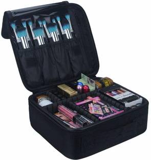 Kybero Professional Makeup Cosmetic Storage Organizer with Adjustable Compartment Black Cosmetics & Makeup Storage Vanity Box