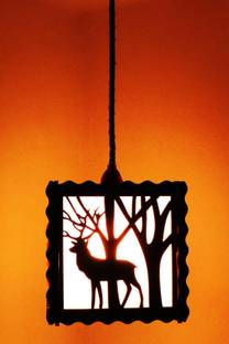 US DZIRE 523 Deer in Forest Ceiling Light Wooden Pendant lamp Shade (with Bulb) Handcraft Artistic Hanging Night Lamp Pendants Ceiling Lamp