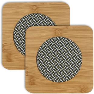 HOKiPO Square Reversible Bamboo Coaster Set