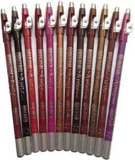 ads Perfect Eye and Lip Liner Pencil with Sharpener (Eye Liner, Lip Liner Pencil 12 Pieces) (Multi color)