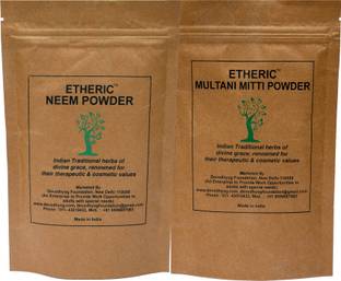 Etheric Neem+Multani Mitti Powder pack for Pimples & Acne (Oily Skin) (2X100 gm)