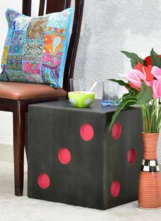 SamDecors Solid Wood 16"x16"x16" Cube/Dice Side Bar Table With Pink Holes To Keep Glasses (Rustic Finish in Black) Solid Wood Side Table