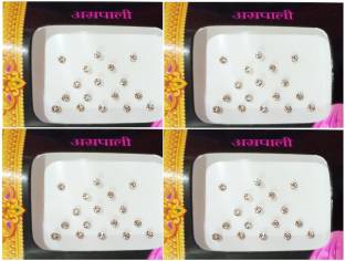 amrapali White diamond cut stone bindi size 2mm 4 packs फोरहेड सफेद बिंदी