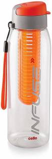 cello Infuse Plastic Water Bottle, 800 ml,Orange 800 ml Plastic Bottle