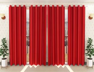 Loof Klapper 214 cm (7 ft) Polyester Semi Transparent Door Curtain (Pack Of 4)