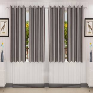 Loof Klapper 153 cm (5 ft) Polyester Semi Transparent Window Curtain (Pack Of 4)
