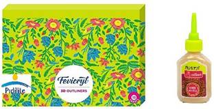 Fevicryl Pidilite Fabric & Multi Surface 3- D Outliners (Pack of 10)