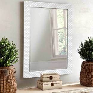 Flipkart Perfect Homes Stylish Bar Pattern Framed Wall For Living Room (15x21 Inch) White. Decorative Mirror