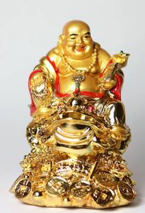 Ripe India Laughing buddha on frog showpiece - 7 cm Decorative Showpiece  -  8 cm