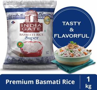 इंडिया गेट सुपर बासमती राइस 1 KG बासमती चावल (लंबा दाना)