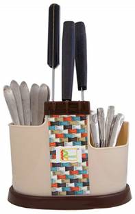 CREW4 3 in 1 Multi Functional Self Draining Organizer holder Plastic Cutlery Set