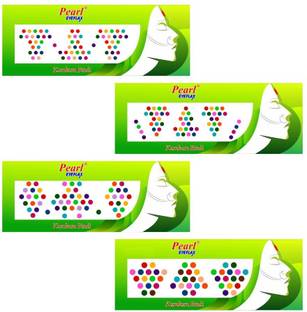 PEARL EYEFLAX Multicolour Combo of 248 Round Plain Bindis (4 sizes) (Pack of 12 Flaps) Forehead Multicolor Bindis