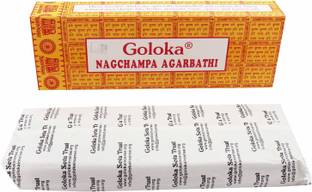 Goloka Nag Champa Incense Stick/Agarbathi (Pack of 250 gm) with Wooden Incense/agarbati Stand with Brass Work Nag Champa