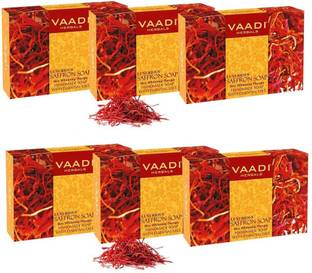 VAADI HERBALS Pack of 6 Luxurious Saffron Soap - Skin Whitening Therapy (75 gms x 6)