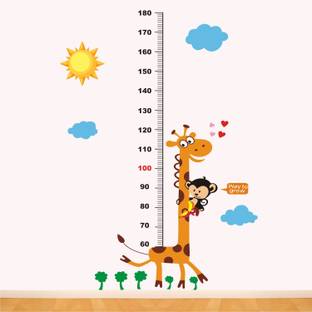 WALL STICKS 150 cm Giraffe Height Measurement Chart Sun Clouds Baby Kids Learning Education School Non-Reusable Sticker