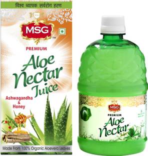 MSG Aloevera Juice with Ashwagandha and Honey (Made From 100% Organic Aloe Vera Leaves) (Pack of 12,Full Box)