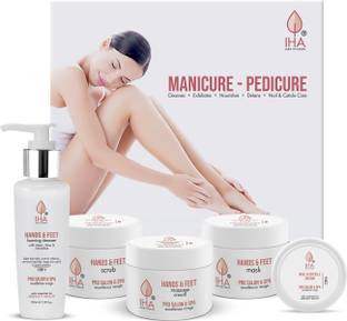 IHA Herbal Manicure and Pedicure Kit - Soothing and Refreshing Pedicure Manicure Spa Kit, Hand and Foot Care Cream Kit (Combo of 5)