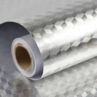 lOMESH 152.4 cm 5 mtr Medium Aluminium Foil Stickers, Oil Proof , Kitchen Backsplash Wallpaper Self-Adhesive Wall Sticker Sticker (Pack of 1) Self Adhesive Sticker