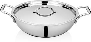bhalaria Triply Kadai W/Lid & Handle Kadhai 24 cm diameter with Lid 2.5 L capacity