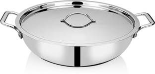 bhalaria भलारिया स्टेनलेस स्टील ट्रिपली कढ़ाई ढक्कन के साथ 34Cm 5 लीटर (इंडक्शन और डिशवॉशर कम्पैटिबल) कढ़ाही 34 cm ढक्कन के साथ