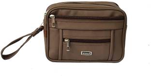 विडन Leatherette Small Hand Pouch Brown Travel Toiletry Bag यात्रा टॉयलेटरी किट