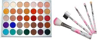 D.B.Z. Eye shadow Palette WITH 5 pc Makeup Brush Set)_