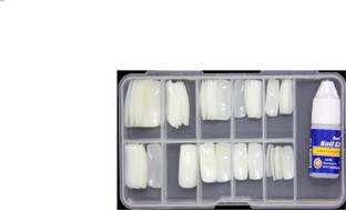 Miss Hot 100 Pcs Artificial Nails With Nails Glue White