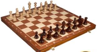 PROSPO PROFESSIONAL WOODEN CHESS BOARD WITH WOODEN COINS Strategy & War Board Game