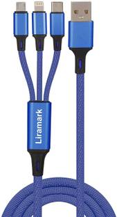 LIRAMARK Lightning Cable 2 A 1 m 3 in 1 Braided Fast Charging 3A Micro USB, Type C