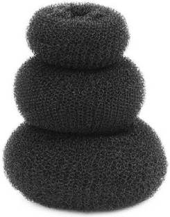 avnish 3 Pieces Hair Donut Bun Maker Hair Ring Styler Maker Round Rubber Band for Women, Black Bun Hair Accessory Set Bun (Black) Bun