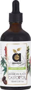 Anveya Jamaican Black Castor Oil, Cold-Pressed Organic, 100ml, for Hair, Growth Hair Oil