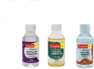 Camlin Set of Artist Turpentine Oil , Linseed Oil and Picture Varnish 100 ml each