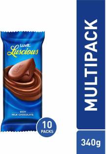 LuvIt Luscious Milk Chocolate Bar Multipack,340g - Pack of 10 Bars