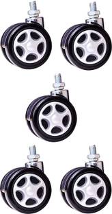 RAJCHEIF Twin caster Alloy Threaded wheel for office revolving chair base, heavy duty, super quality set of-5 wheels Appliance Furniture Caster
