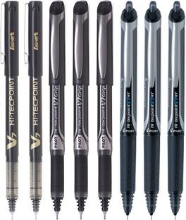 PILOT V7/V7 Grip/V7 RT (Black - Set of 8) Roller Ball Pen