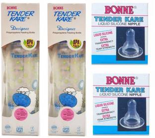 BONNE Designer Feeding Bottles 250ml & 2 Nipple Set - 250 ml