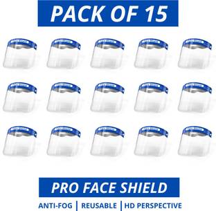 Pro Face Shield Mask -(Pack of 15) Full Face shield mask Reusable Medical use Anti-fog clear Lens Safety helmet Safety cap Safety Visor Safety Visor