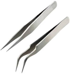 wroughton Set of 2 Stainless Steel Non Magnetic Tweezers Use for Dental/Mobile/Gadget/Laptop and Jewellery Repair- Straight and Curved Tip