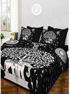 LMK FASHION Cotton Double Flat 600 TC Printed Bedsheet