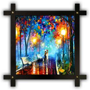 Poster N Frames Cross Wooden Frame Hand-Crafted with photo of Hand Painting Landscape Scenery 5130 Digital Reprint 16.5 inch x 16.5 inch Painting