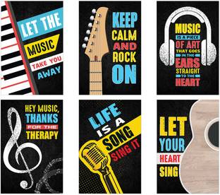 Music Posters for Room - Set of 6 – Best music posters – Vintage Music Poster – Music Band Posters for Wall - Music Artist Posters (18 inches X 12 Inches) Paper Print