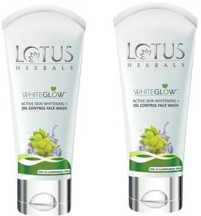 LOTUS Whiteglow Active Skin Whitening + Oil Control  Pack of 2 Face Wash