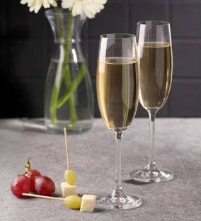 Qianli (Pack of 2) Empire Red Wine Glass Set, 200 ml, Set of 2, Transparent Glass Set Champagne Glass