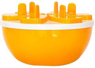 Bunty Ice Cream Mould Pop Popsicle Maker with Free Popsicle Sticks Round Yellow Plastic Ice Cube Tray