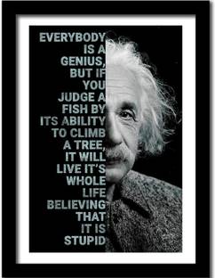 Albert Einstein Motivational Quotes Wall Poster | Albert Einstein Inspirational Quotes Framed Wall Posters | Motivational Quotes Frame for Office Wall School Study Room College Institute Students Enterpreneur Classroom and Home|Inspirational Quotes Wall Frame | Motivational Quote Framed Poster for Home Decoration | Quotes Wall Frame Posters - Black and White Poster Paper Print