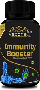 VedaneQ Immunity Booster Supplement with Giloy Curcumin Amla Tulsi Vitamin-C 60 Capsules